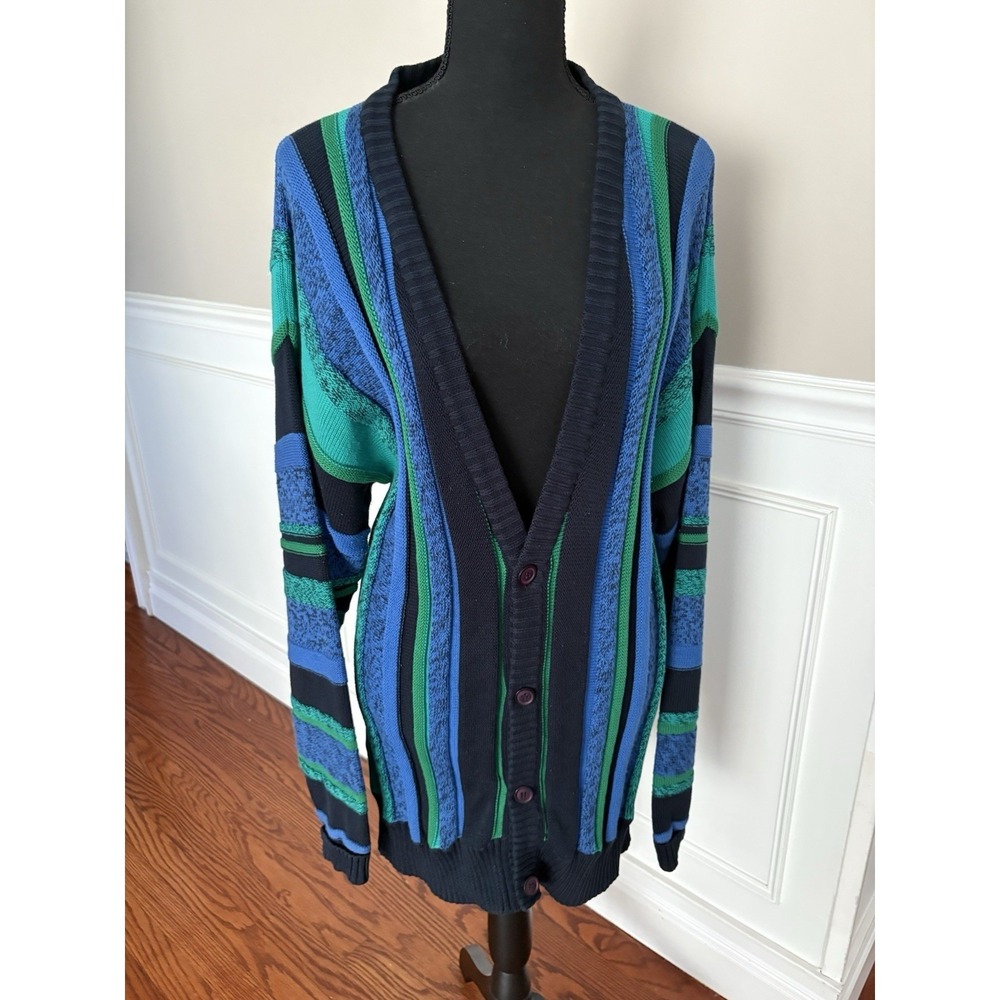 Vintage English Sportshop Bermuda Knit Blue/ Green Sweater size Large